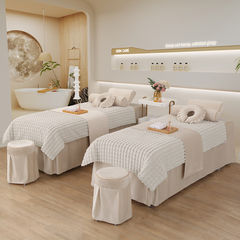 New Swedish Fleece Beauty Bedspread Set Four-Piece High-End Light Luxury Beauty Salon Massage Therapy Ear Cleaning Bedspread Wholesale