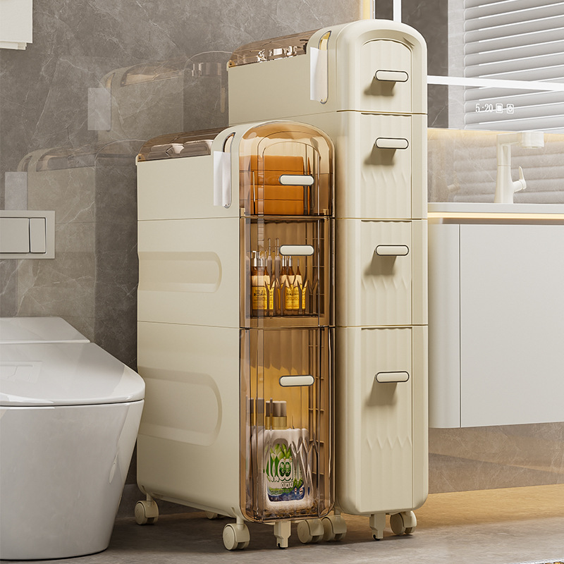 Interlayer storage cabinet bathroom shelf drawer type toilet toilet side cabinet narrow slot storage cabinet kitchen storage cabinet