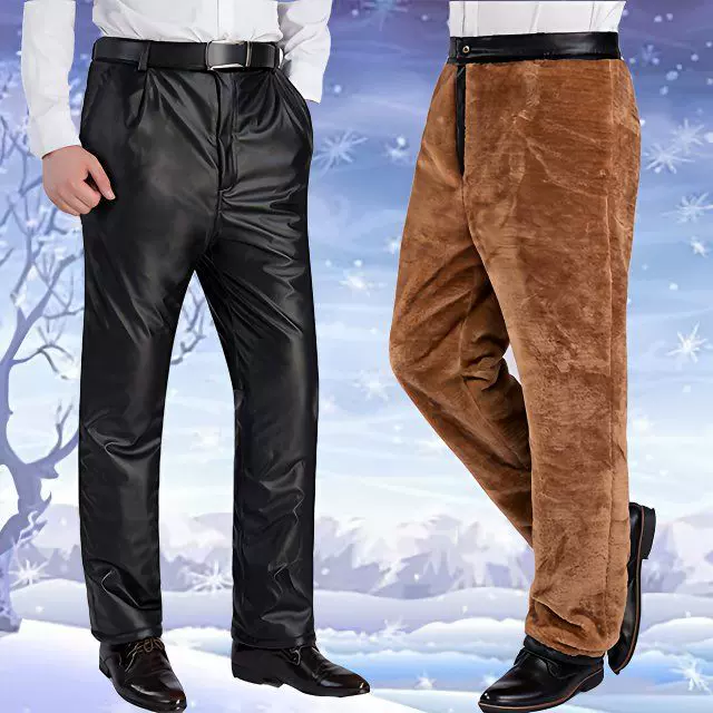 秋冬新款男士皮裤加绒加厚高腰大码皮裤男防风宽松机车皮棉裤批发