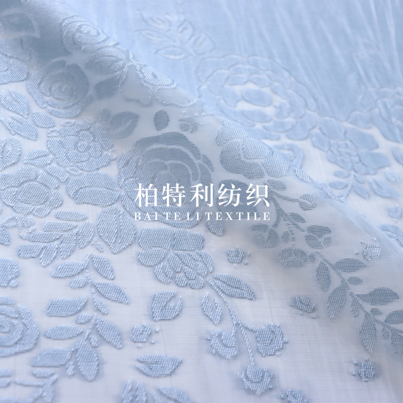 雪纺乔其人棉面料莱赛尔镂空烧花压皱定位玫瑰花型连衣裙套装旗袍