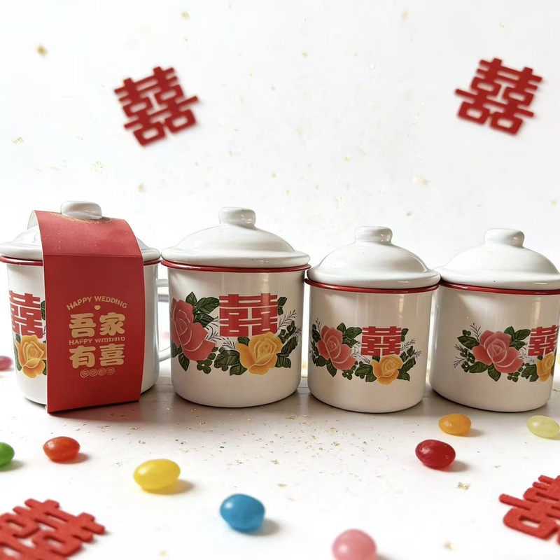 Internet Celebrity Enamel Cup Wedding Souvenir Creative Double Happiness Mug Wedding Candy Cup Wedding Enamel Internet Celebrity Enamel Cup Wedding Souvenir Creative Double Happiness Mug Wedding Candy Cup Wedding Enamel