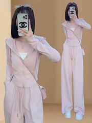 高含棉小个子休闲套装女2025年春秋季新款连帽卫衣阔腿裤两件套潮