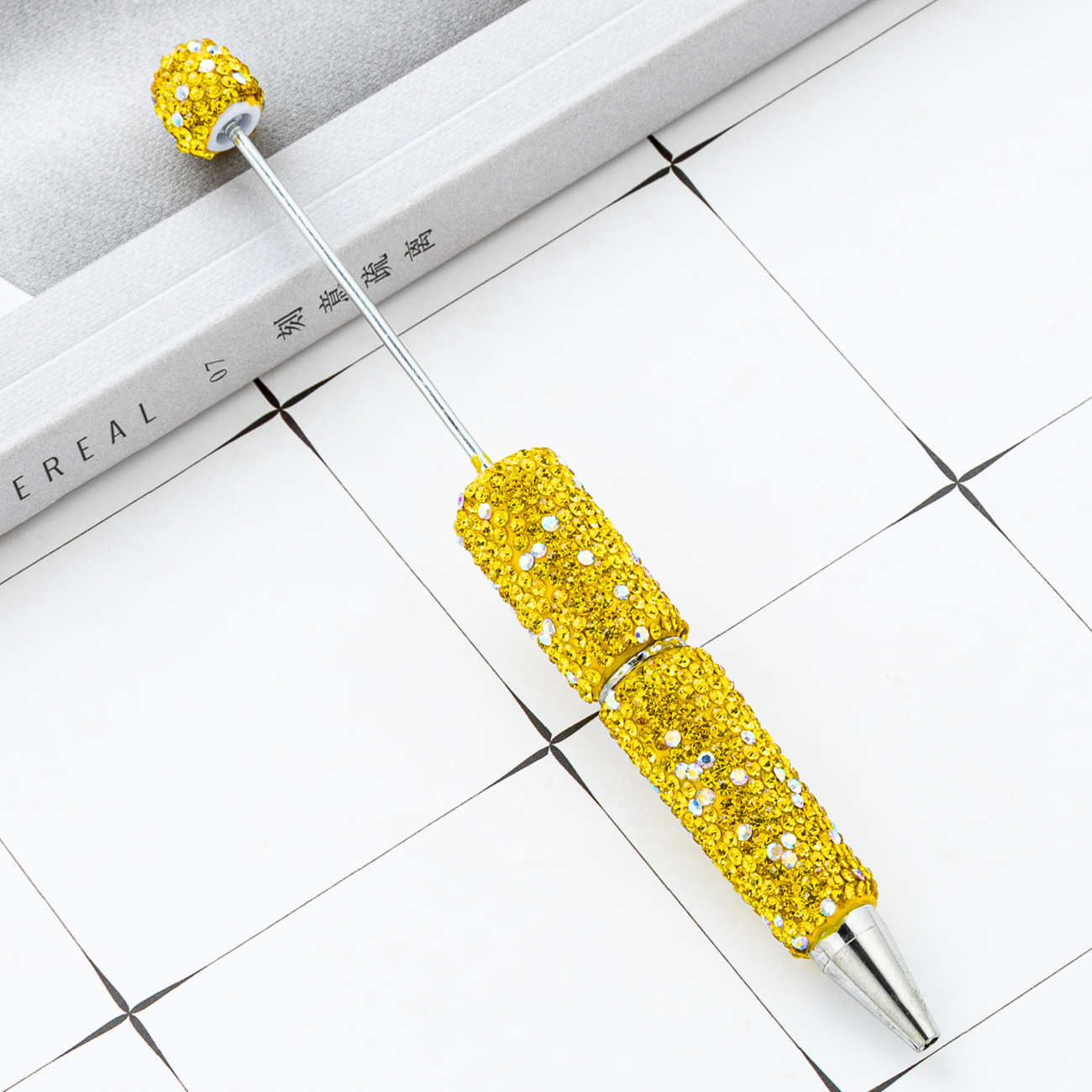 Diy bolígrafo con cuentas de diamante completo diamante pegado a mano bolígrafo con cuentas de diamante de color AB bolígrafo con cuentas de plástico multicolor al por mayor