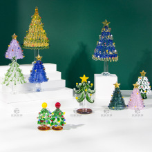 烧制玻璃琉璃圣诞树拉丝琉璃桌面客厅卧室居家装饰摆件成品彩玻璃
