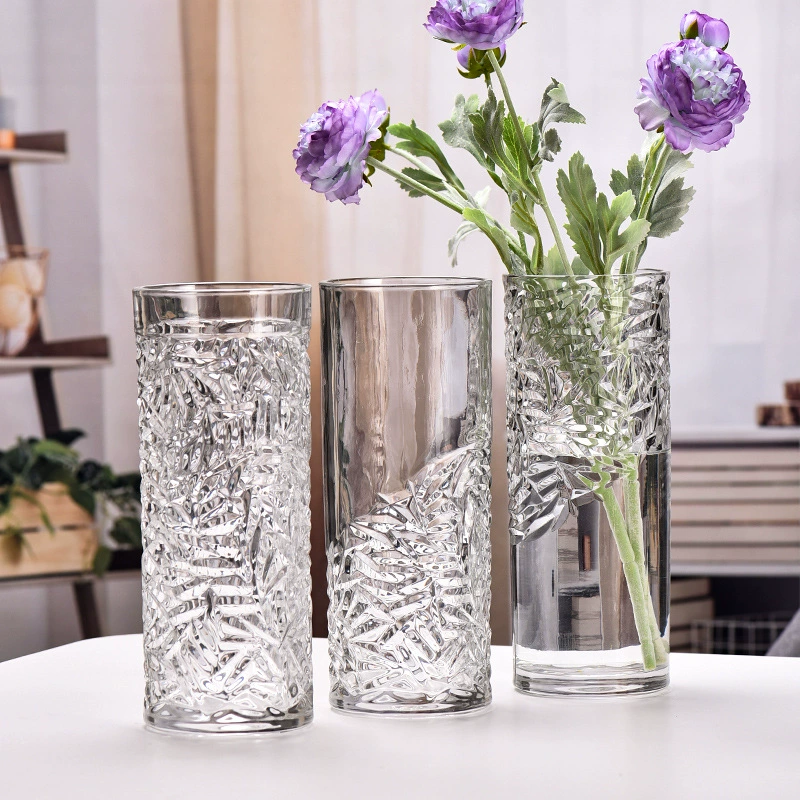 Элитная стеклянная гидропонная ваза, креативная прямая ваза с узором под лед для цветочных композиций оптом, декор для гостиной, флористика