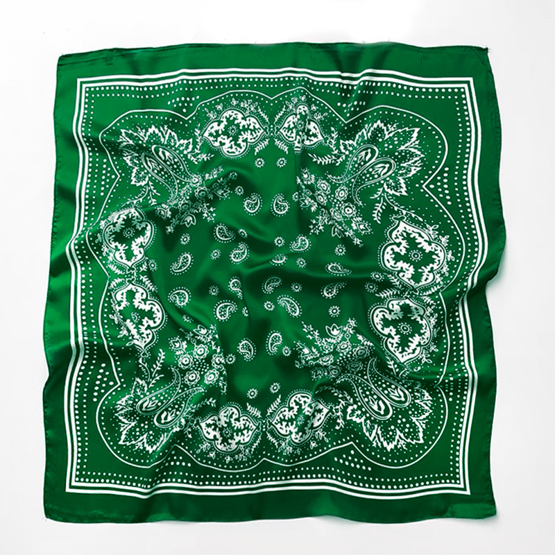 66 cashew flower green square scarf