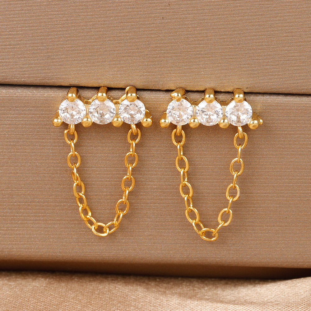 10g Weight Copper Ear Needle Material Zircon Inlay Material Charm Sleeper Hoop Earrings, Drop Earrings Classification 1 Pair Quantity Daily Occasion Copper Material Geometric Pattern Women's Gender Plating Design IG Style Style 1 Pair IG Style Geometric Plating Copper Zircon Drop Earrings 7