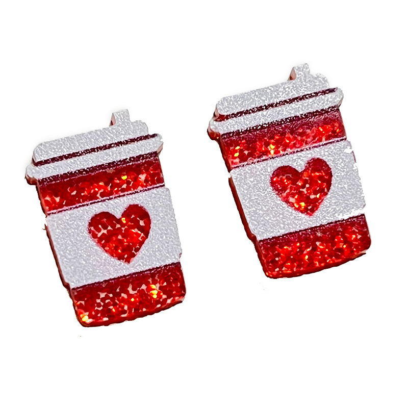 Original Design Letter Heart Shape Wood Stoving Varnish Womenu0027S Ear Studs 1 Pair