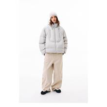 2025年双拉连帽立体短款情侣棉服加厚女新款宽松椰白色保暖外套男