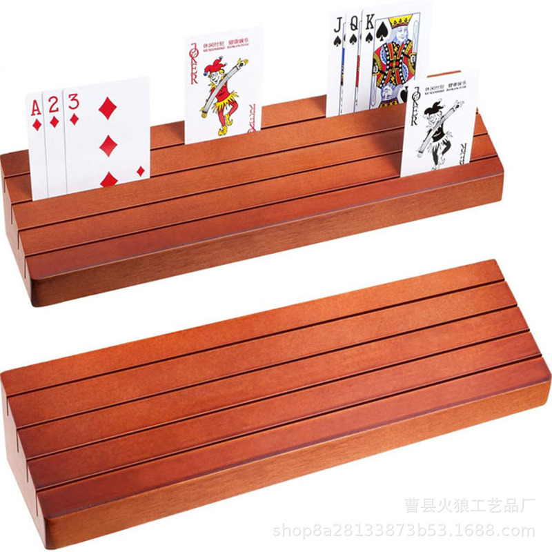 A wholesale spot wooden deck playing card base business card holder solid wood table game wooden base