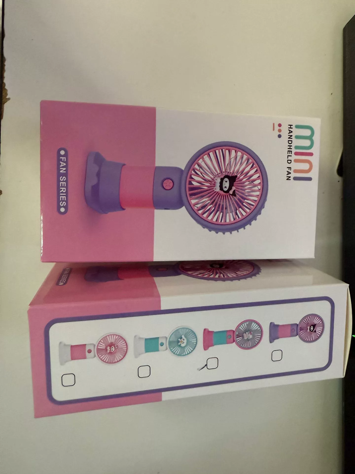 Handheld Flower Fan, portable rechargeable with strap, cute cartoon designs (2.5W approx.)