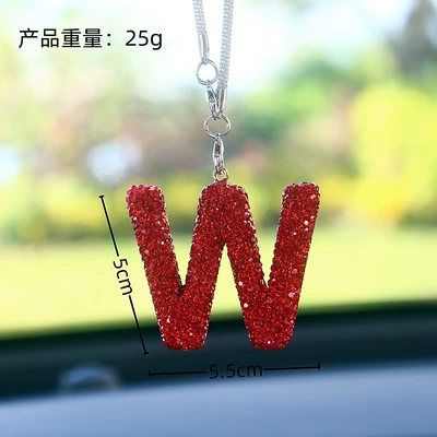 Clay Full Diamond Love Bear: Car hanging - w-letter-car-pendant-big-red