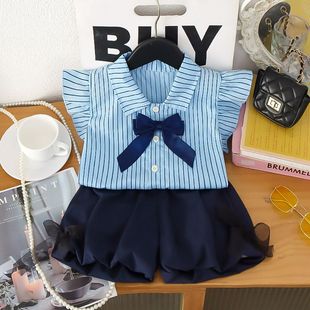 �羳ͯ�bGirls' summer short sleeved skirt two-piece set