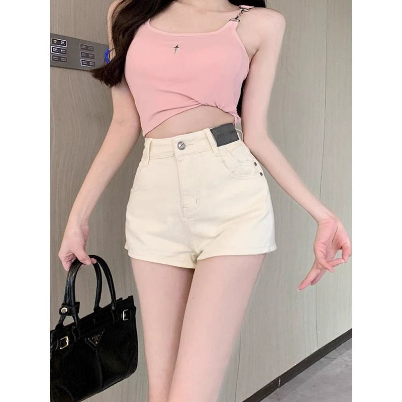 American Retro High-Waisted Denim Shorts for Women, Summer Plus-Size Design with Pockets, Slimming A-Line Hip-Hugging Hot Pants