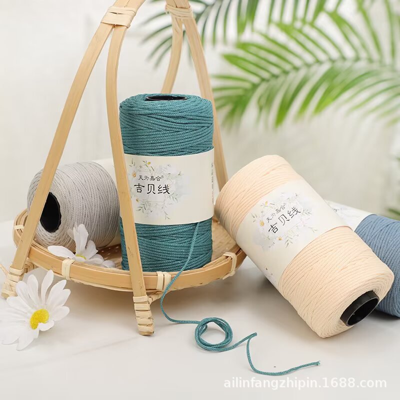 Jibei Thread Hollow Thread 100g Shaft Hand-Woven Hook Shoes Hat Cushion Bag Doll Thread Hollow Cotton Thread Shaft