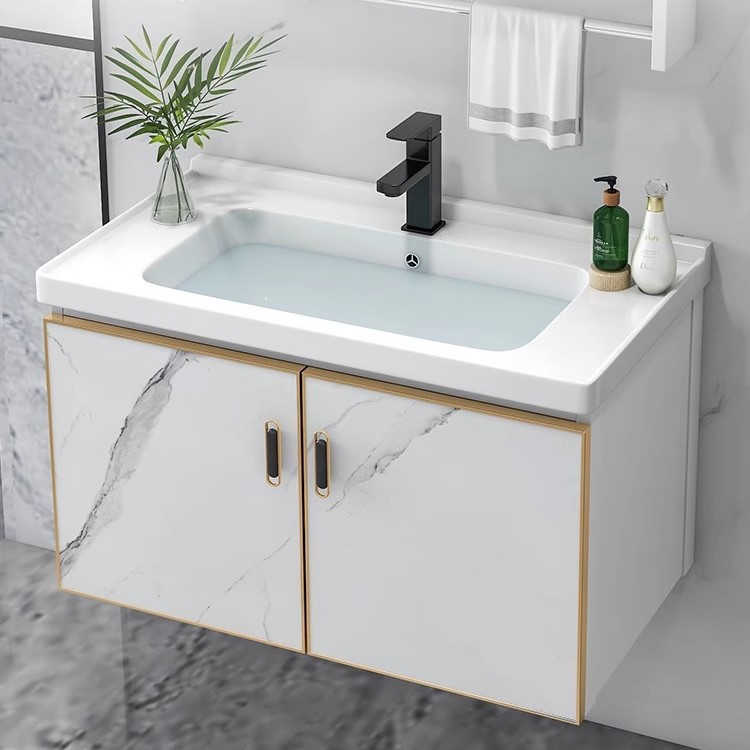 gabinete de baño combinación de todo el aluminio lavabo lavabo gabinete lavabo gabinete lavabo pequeño hogar lavabo cerámica placa de roca inteligente