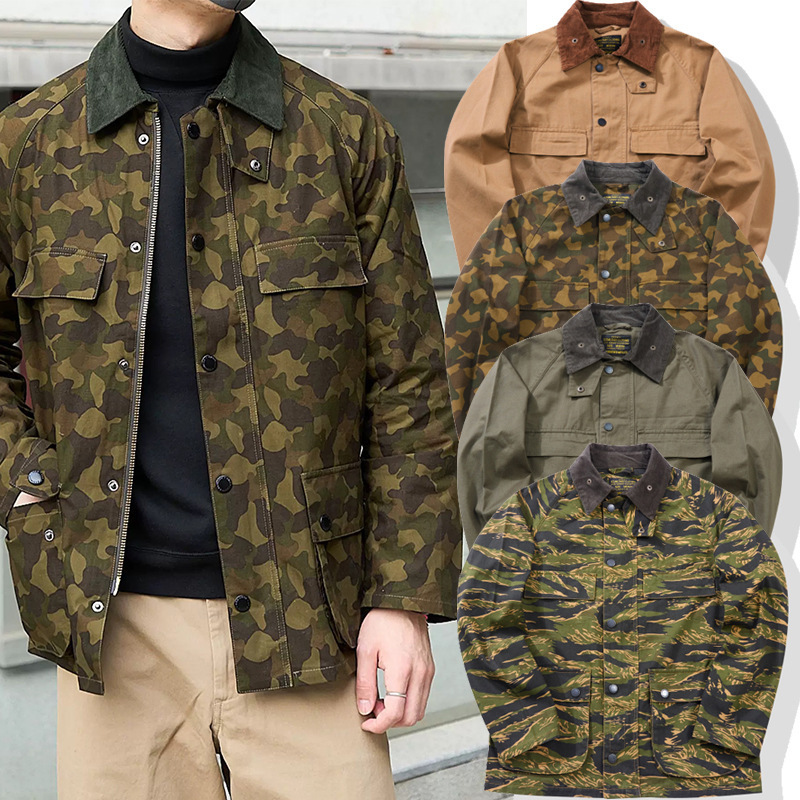 Okonkwo Color Block Collar Multifunctional Hunting Work Jacket Men's Multi-Pocket New Rainforest Camouflage Jacket