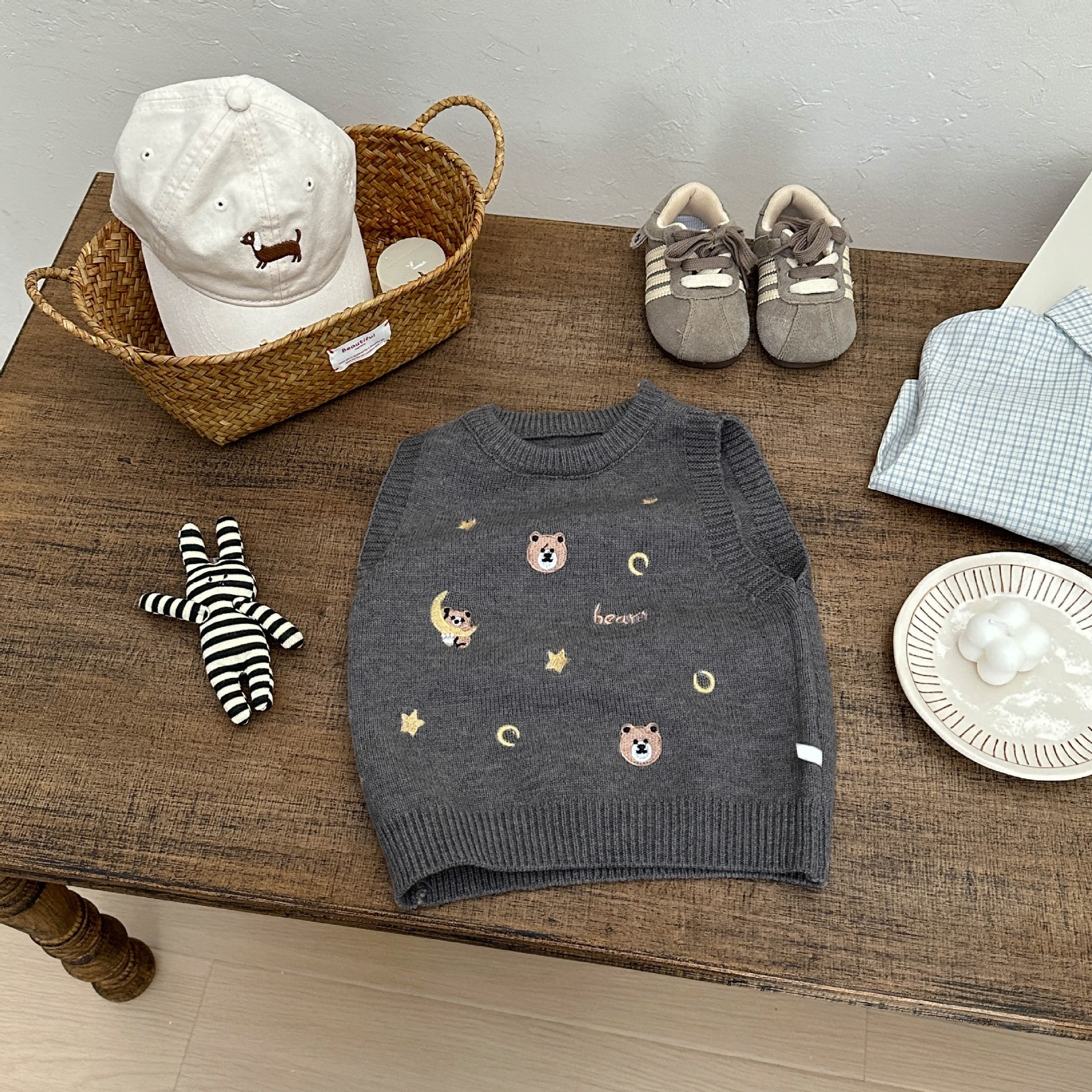 Primavera bebé coreano chaleco de primavera y otoño guapo bebé chaleco de punto de moda ropa de niños universal