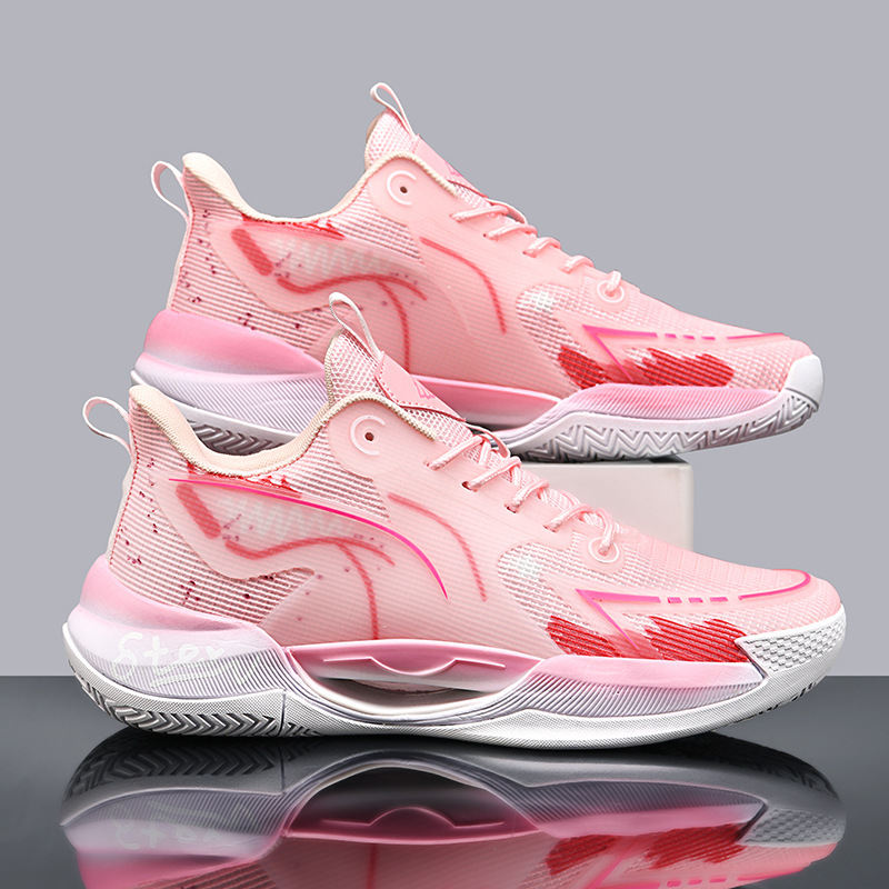 Zapatillas de baloncesto de tendencia luminosa transpirables de malla ultraligera de la marea nacional