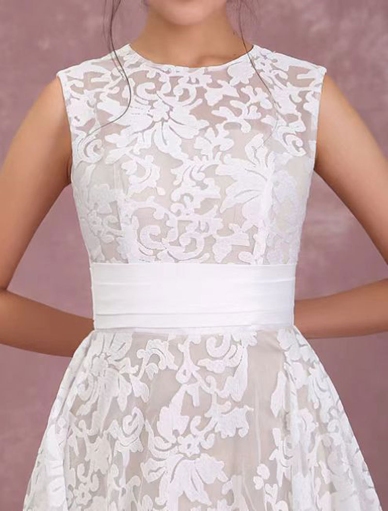 Europa y América del comercio exterior Amazon nuevo AliExpress nuevo cuello redondo sin mangas corto delantero espalda larga bola banquete vestido de noche