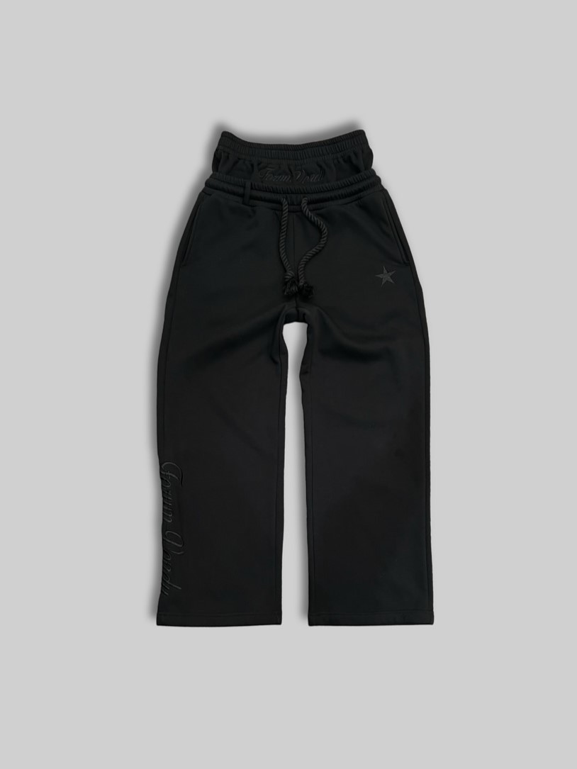 Pantalones Deportivos Bordados de Doble Cintura Estilo Europeo y Americano, Unisex, a la Moda, Estilo Urbano, Pantalones Largos Holgados de Pierna Ancha con Efecto de Dos Piezas