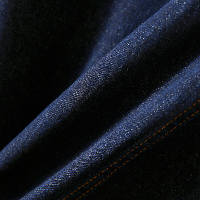 Áo khoác denim nữ cổ tròn tay dài màu xanh đậm phong cách vintage tôn dáng — Màu xanh đậm
