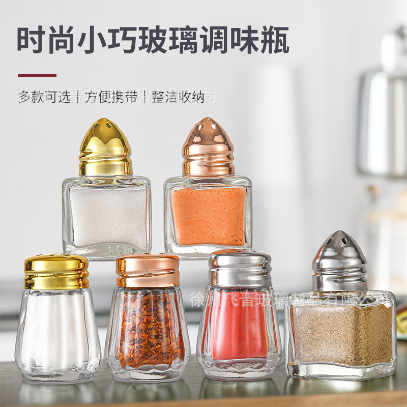 跨境24只装小号带孔调料瓶调味玻璃瓶便携户外佐料家用调料瓶撒料