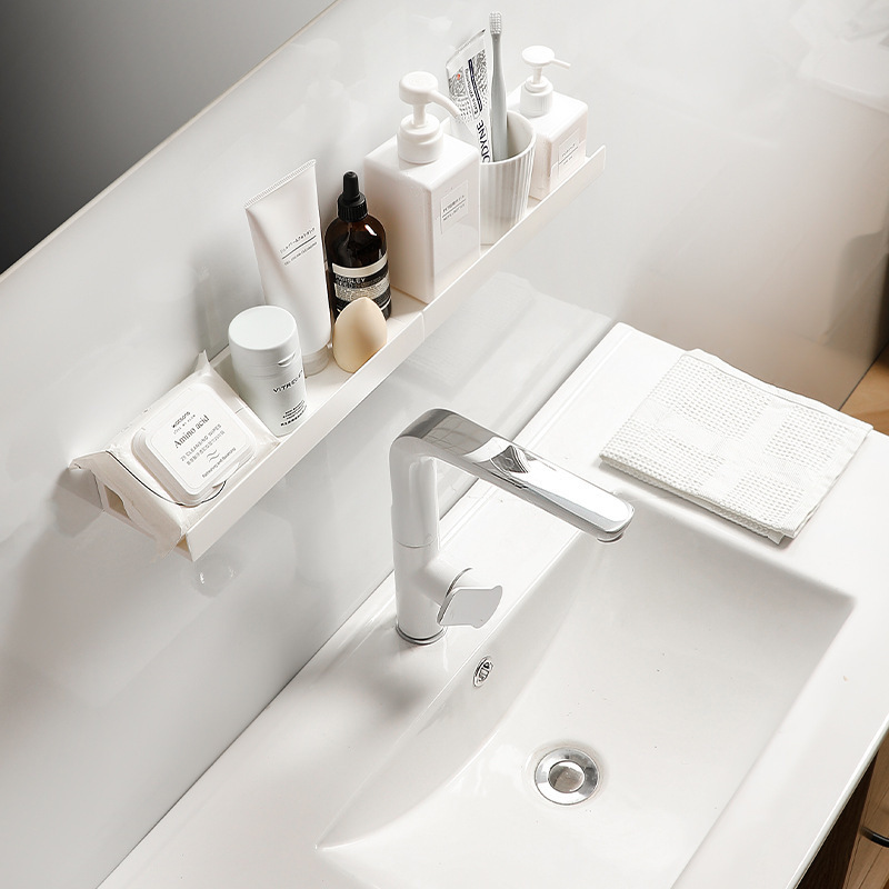 Estantes de baño sin perforación, organizadores de pared para lavamanos y artículos de tocador