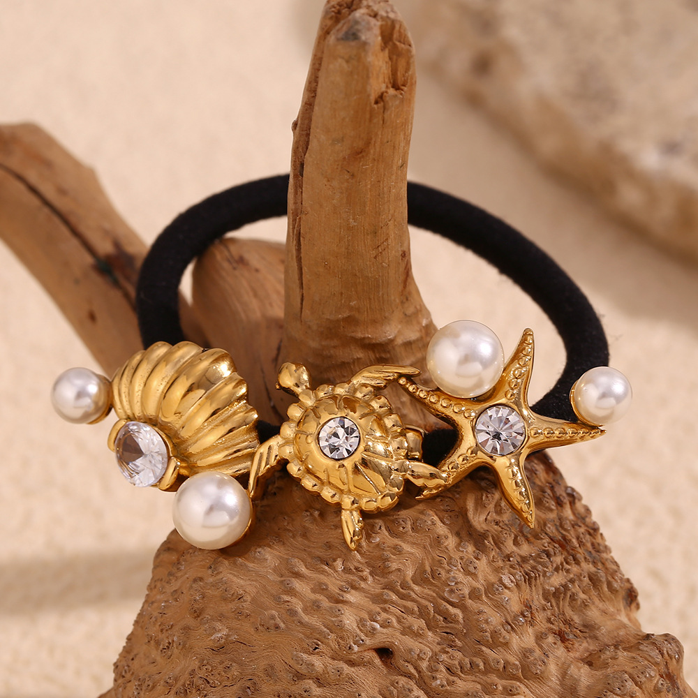 Corda per capelli di animali marini placcata in oro, corda per capelli unisex, design di nicchia esplosivo, coordinata con tutti gli accessori, in acciaio inossidabile_voghion.com