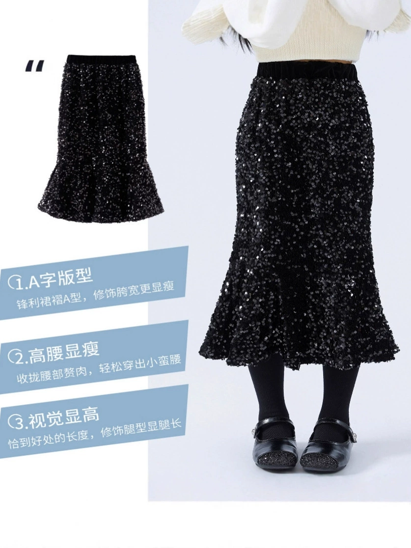 Demi-season velvet skirt, (Cross-border trading), for teenagers, fish tail