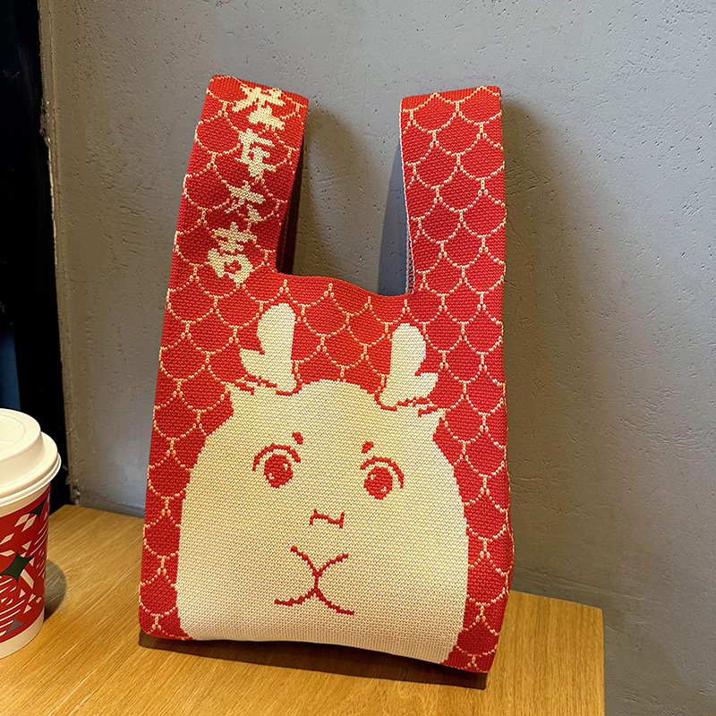 Bolsos Bolso cruzado para mujer Bolso de punto Bolso de regalo de empresa creativo y práctico Bolso de dulces de recuerdo festivo rojo de boda