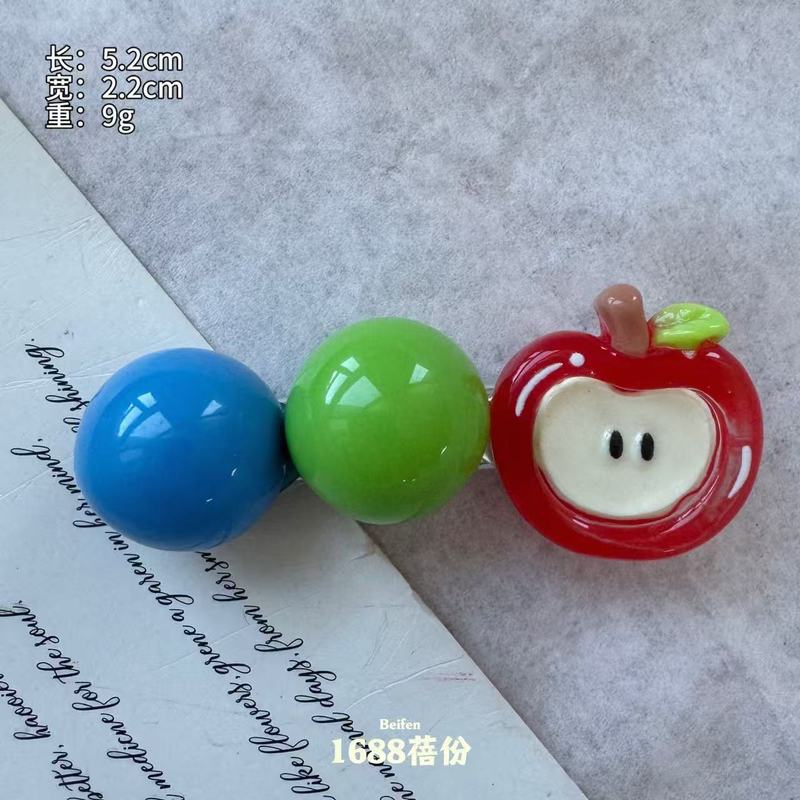 创意苹果系列发夹抓夹可爱少女心撞色彩豆豆鸭嘴夹鲨鱼夹发卡发饰|undefined