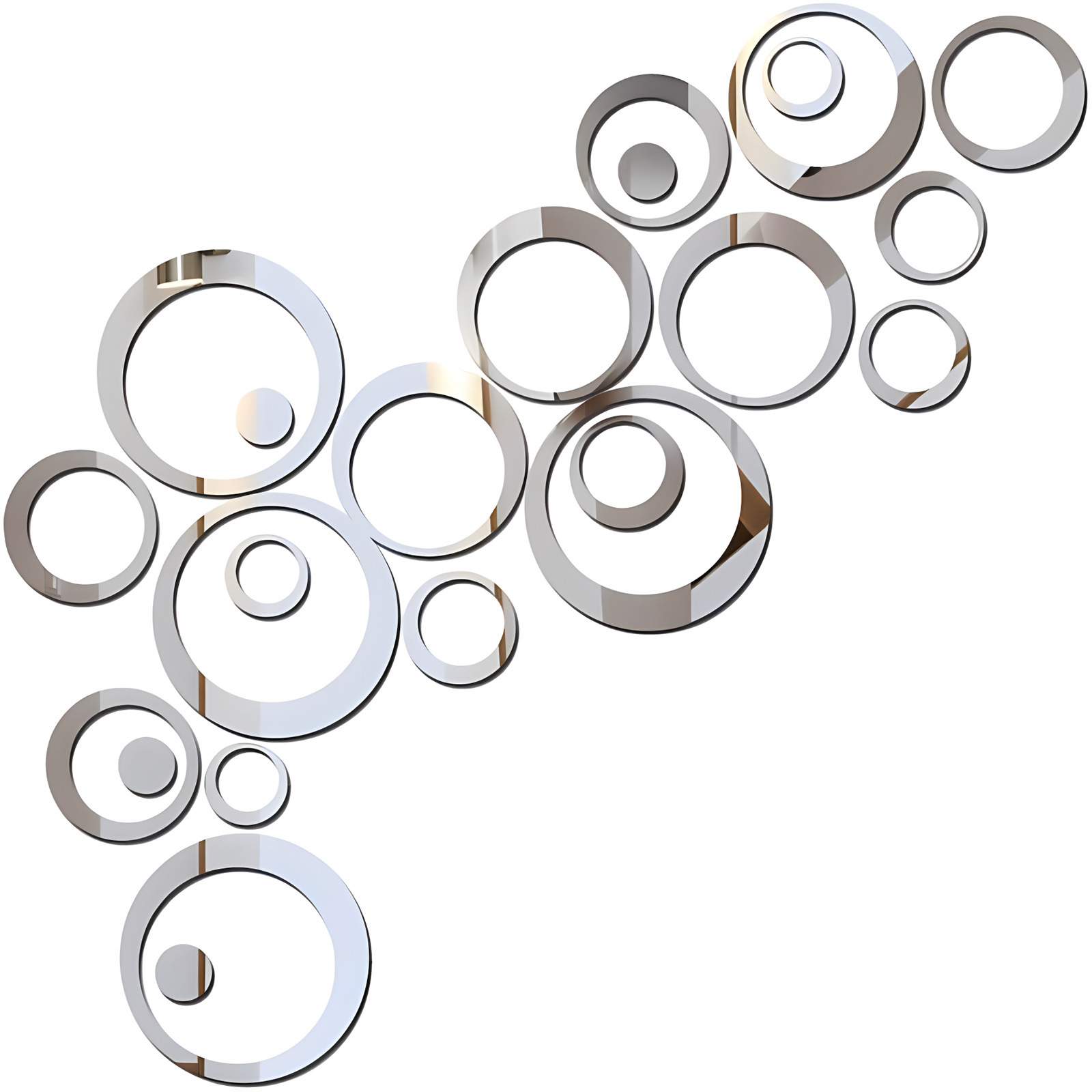 24 Pieces 3D Acrylic Mirror Round Living Room Bedroom TV Background Circle Home Wall Stickers_voghion.com