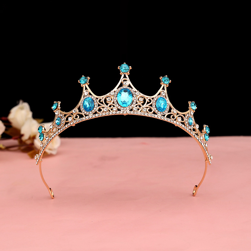 Online Rojo Negro Barroco corona tocado novia estilo coreano 18 años de edad, mujer adulta Ceremonia de cumpleaños princesa Corona al por mayor