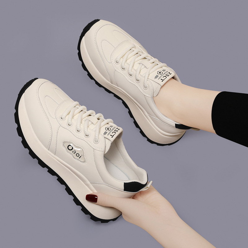 Chaussures blanches en cuir véritable, ballerines pour femme printemps-automne, chaussures de plage tendance, semelle souple en mesh, chaussures de sport et de loisirs légères_voghion.com