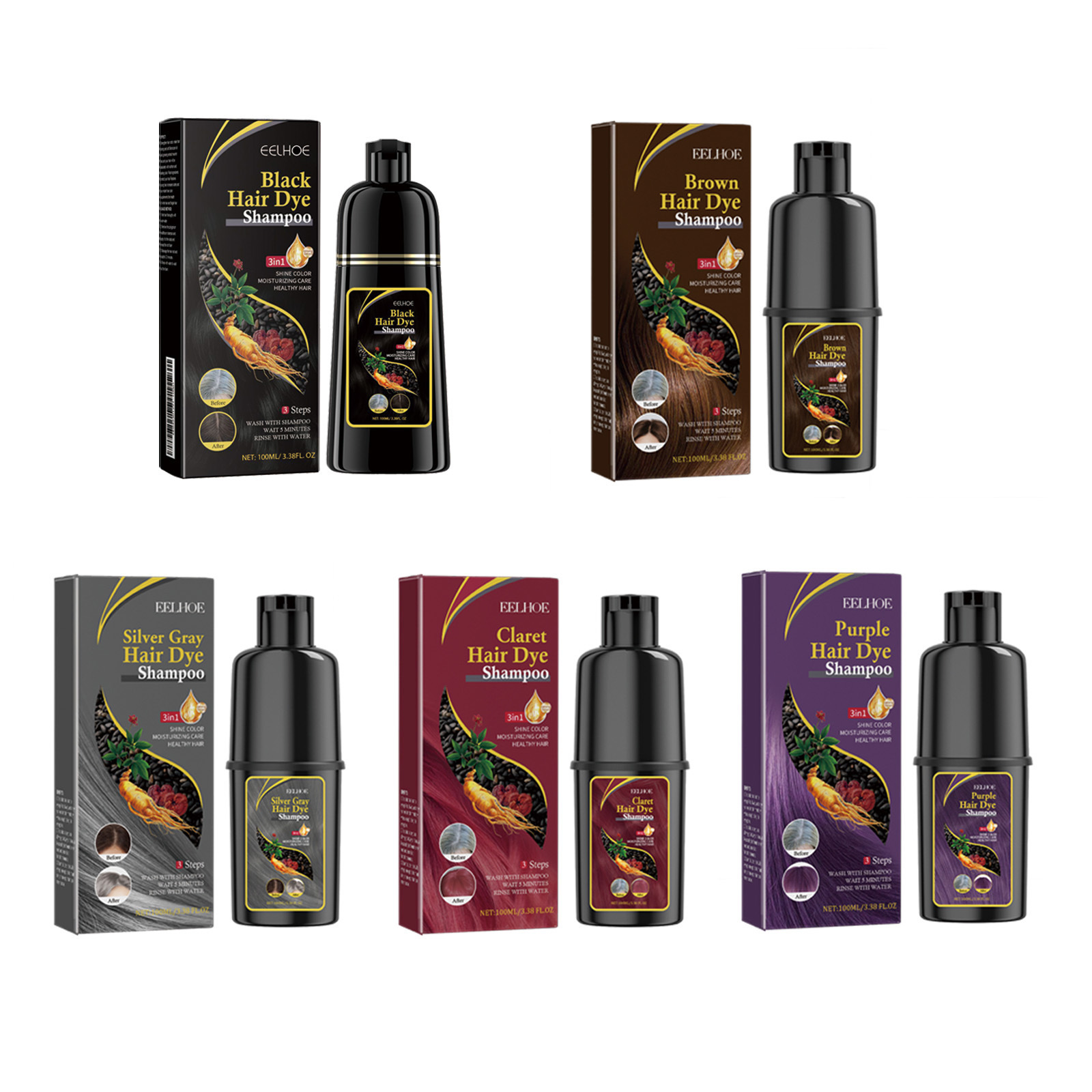 Cross-border EELHOE Hair Shampoo Series suave humedece el cuero cabelludo con fácil cambio de color para el cabello Shampoo
