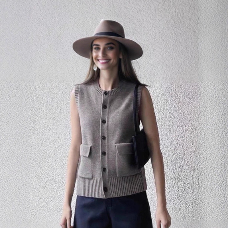 High-Quality Cos+ Early Autumn Tops Nanyou Classy Women's Clothing European and American Classy Knitted Wool Vests for Outer Wear