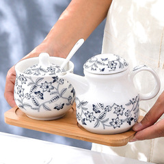 灃格調味瓶罐青花陶瓷餐廳用復古醋壺辣椒罐牙籤筒筷筒鹽罐醬油壺