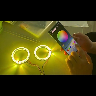 RGB colorido ángel ojo diafragma LED bluetooth control de la APP flash respiración modo de rotación 2.5 / 3 pulgadas