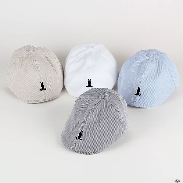 Foreign trade new solid color striped embroidered little people children's beret baby hat wholesale a generation of hair