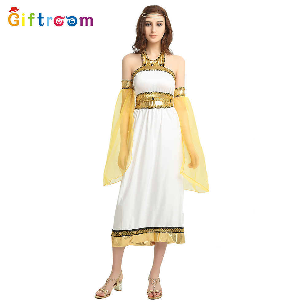 Cosplay Middle Eastern Arabian White And Gold Tulle Princess Halloween Party Stage Performance Costume_ecoleips.com