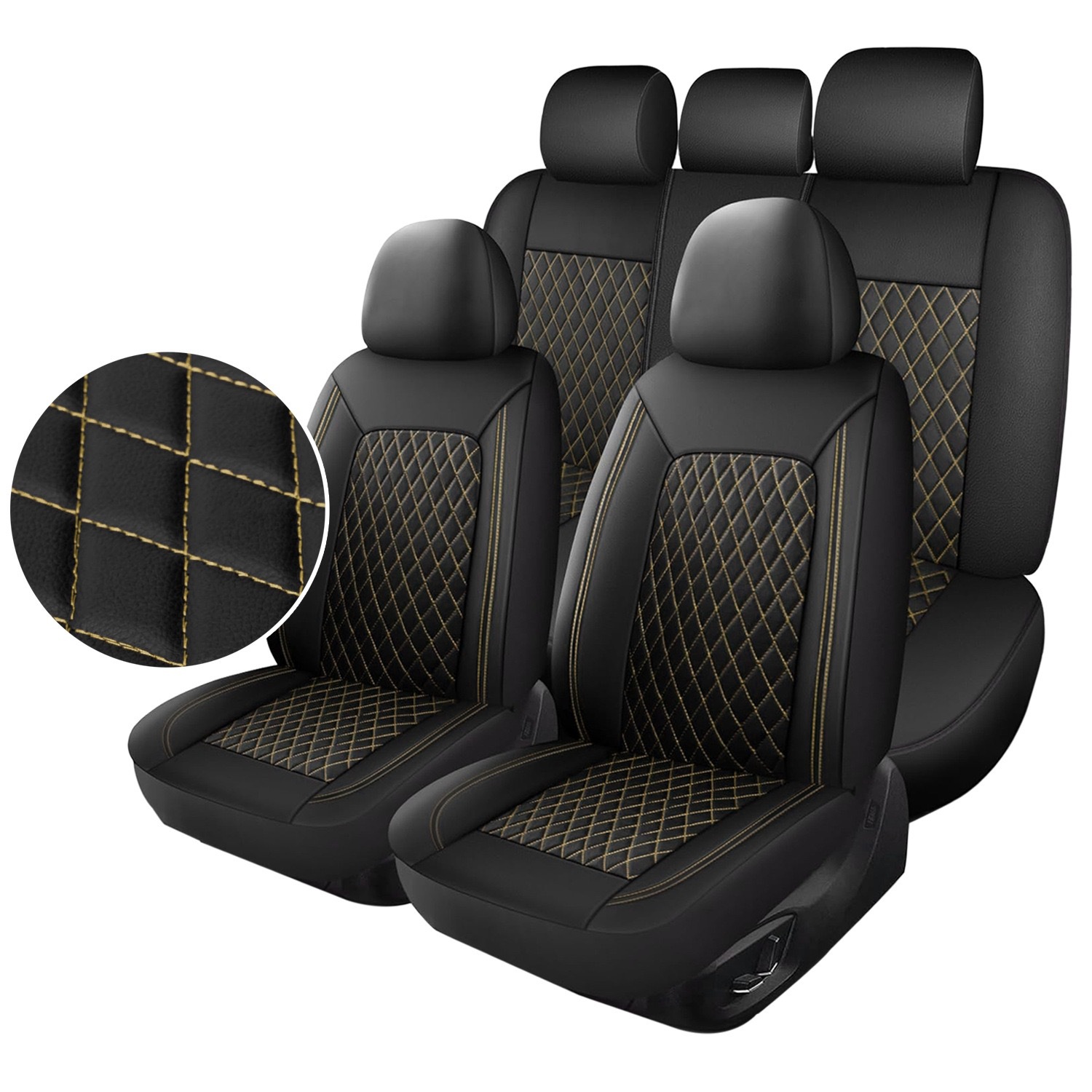 New cross-border single-line diamond pattern PU leather universal car seat cover for Amazon, Temu, Mercado Libre, Mexico