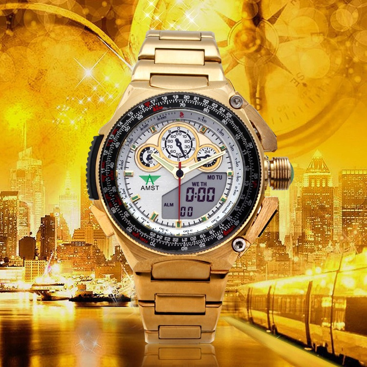 AMST艾美时特多功能爆款计时电子表双显防水男女时尚游泳品牌