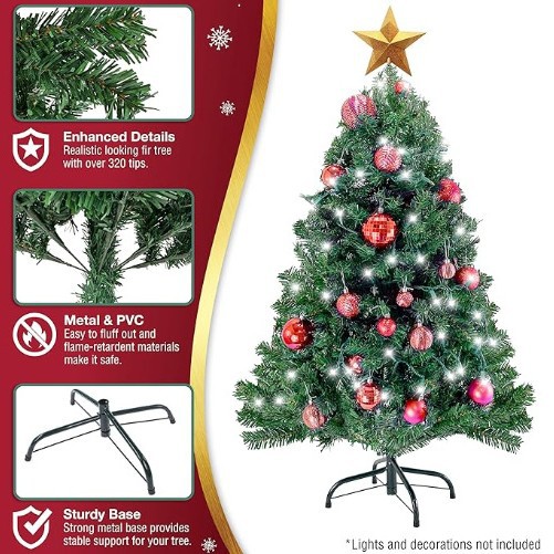 Premium Fir Artificial Christmas Tree with Metal Stand Lightweight…