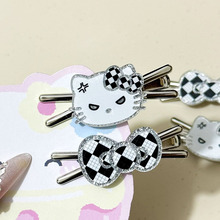 愤怒猫咪银色细闪KT猫发夹ins高级感碎发刘海夹叉叉少女发卡发饰