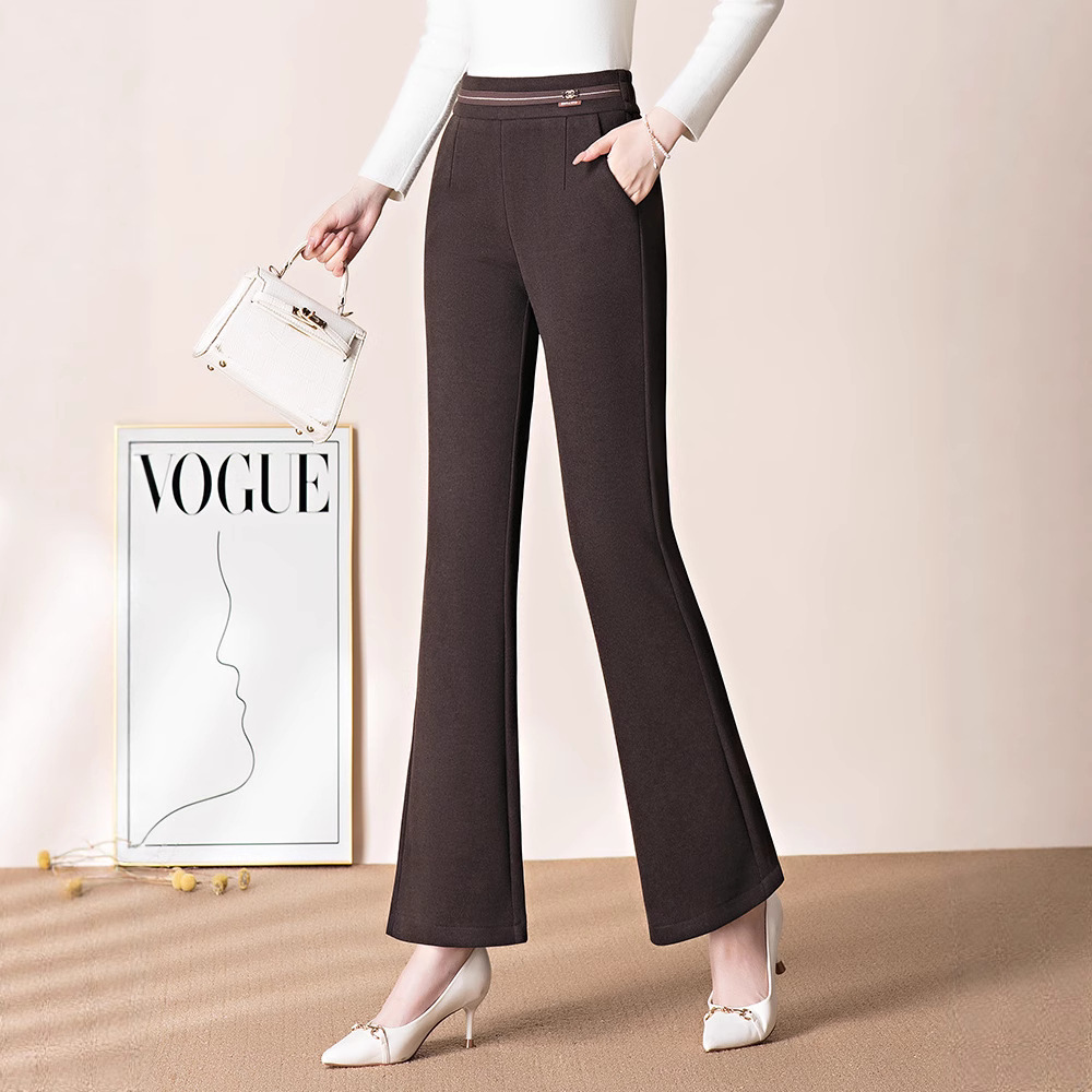 高级感直筒微喇裤女秋冬新款天丝羊毛长裤大牌垂感显瘦气质喇叭裤