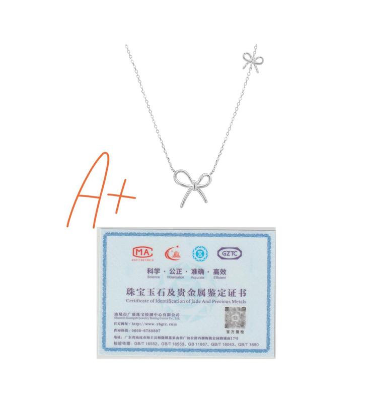 日韩S925纯银 蝴蝶结项链甜美少女心ins简约小众高级感轻奢锁骨链|undefined
