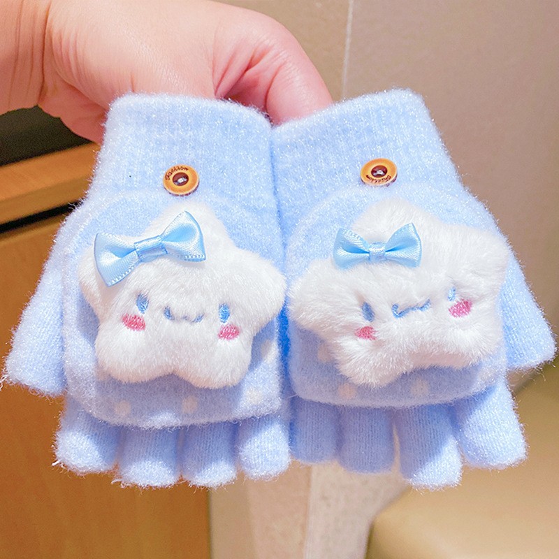 Guantes pequeños para niños, cunas de medio dedo para bebés, niñas y niños, engrosados en invierno, cálidos y a prueba de viento, juegos de cinco dedos para bebés y niños pequeños en otoño e invierno