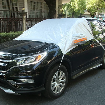 Car snow shield Anti-Freeze and Windproof Car Cover - 230x148half-cover-strap-mosaic-style