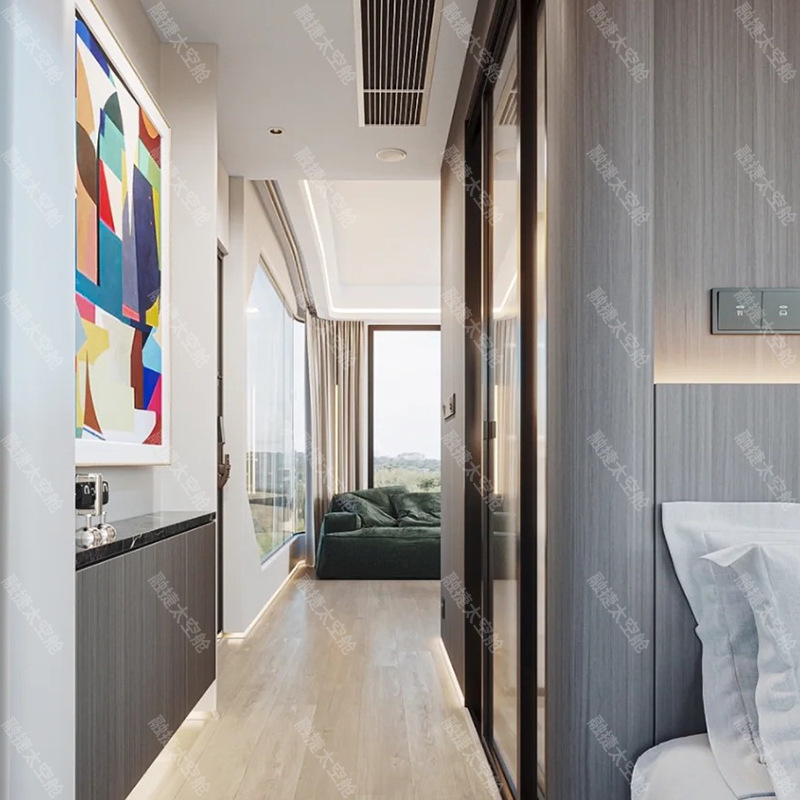 La sala móvil de la cápsula espacial de doble capa de Rongjie se puede desmontar y ensamblar para exportar la casa de familia, la oficina del hotel, la sala cápsula, la fábrica de la cápsula de Apple